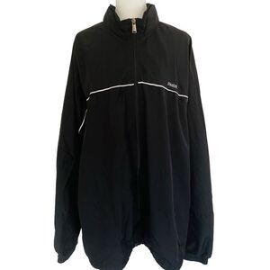 REEBOK black zip front jacket with white accents size 2XL.